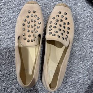 Stuart Weitzman Beige Studded Women's Loafers